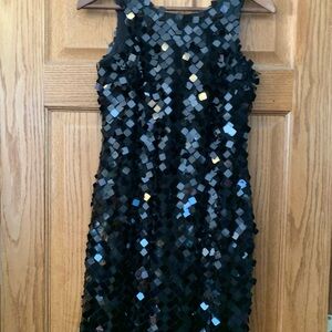 White House-Black Market Black Sequin Sleeveless Dress